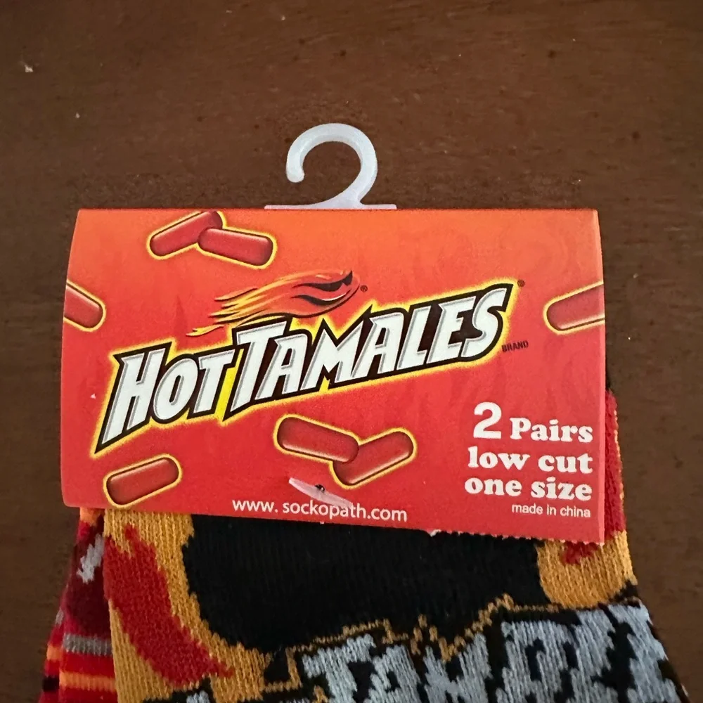 2 pairs Women and or Men's Low Cut Hot Tamala Socks - Red and Black